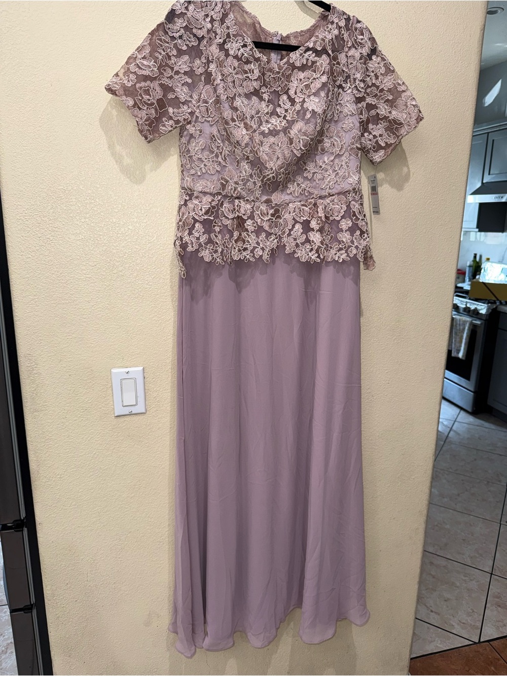 Alex Evenings Rose Lace & Chiffon Evening Dress